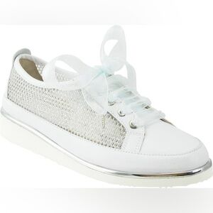 Ron White Novalee Mesh Lace Up Sneaker Silver Sz 7 (37.5)